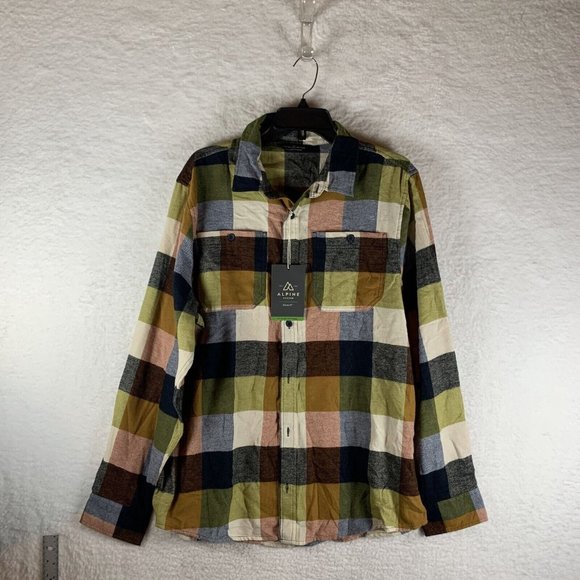 Alpine Design Shirt‎ Men's Large Multicolor Plaid Cotton Flannel Button-Up 7003 - Picture 1 of 8
